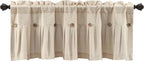 Lush Decor Linen Button Farmhouse Valance Curtians 52"W x 18"L Dark Linen - Image 9