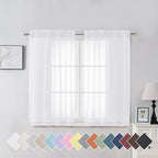 Aiyufeng White Sheer Curtains for Living Room 45 inch Length 2 Panels Set by Aiyufeng