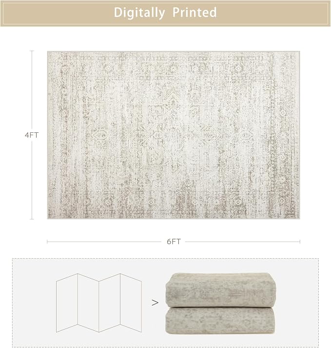 Washable Rugs 4x6 Area Rugs for Living Room, Kids Room, Nursery- Ultra Soft - Image 2