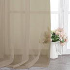 Chyhomenyc Taupe Sheer Curtains 63 Inch Length 2 Panels, Light Filtering Airy - Image 6