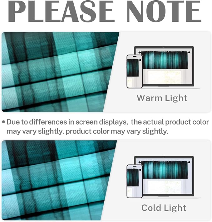 Emvency 2 Pack Valances Window Treatments, Teal Striped Abstract Glass Texture - Image 6