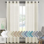 H.VERSAILTEX Elegant Natural Linen Curtain Panels Energy Efficient Semi by HVERSAILTEX