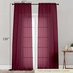 Extra Long Sheer Burgundy Curtains - Image 2