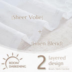 jinchan Linen Valance for Window Embroidered Farmhouse Light Filtering Voile - Image 4
