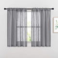 NICETOWN Bathroom Window Curtains 45 inch Length, Natural Linen Textured Rod by NICETOWN