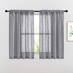 NICETOWN Bathroom Window Curtains 45 inch Length, Natural Linen Textured Rod by NICETOWN
