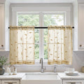 MIULEE Beige Sheer Kitchen Curtains 30x36 Inches Length 2 Panels Embroidered by MIULEE