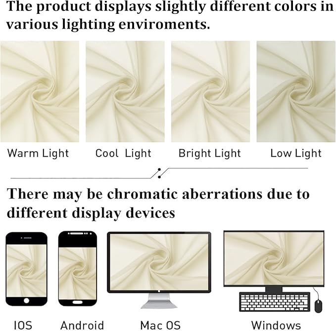 Lecloud Cream Sheer Curtains 72 Inches Long 2 Panels, Light Filtering Curtains - Image 6