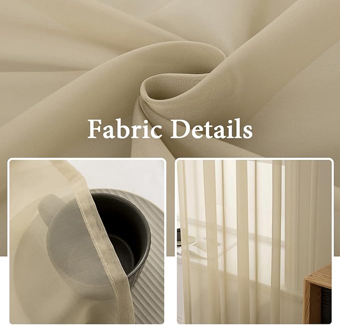 MIULEE Solid Color Sheer Window Curtains Elegant Window Voile - Image 3