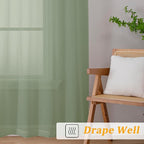 Gwine Sage Green Sheer Curtains 84 Inches Long 2 Panels Set, Light Filtering - Image 6