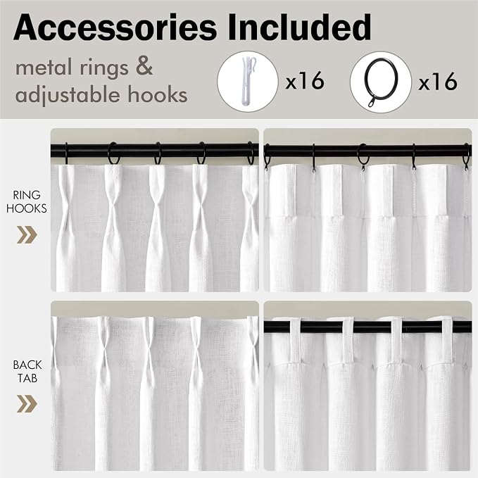 MIULEE Pinch Pleated Thick Linen Curtains 84 Inches Long 2 Panels, Pinch Pleat - Image 8