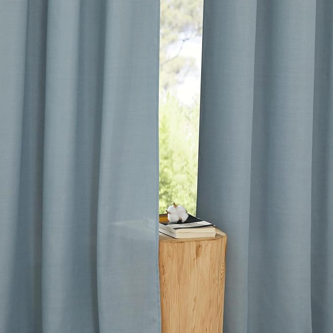 NICETOWN Linen Flax Semi Sheer Curtains 92" Length, Grommet Window Treatments - Image 3