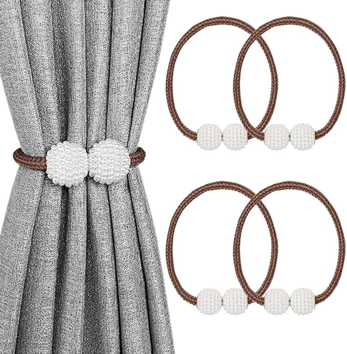 Melaluxe 4 Pack Magnetic Curtain Tiebacks, Decorative Curtain Holdbacks by Melaluxe