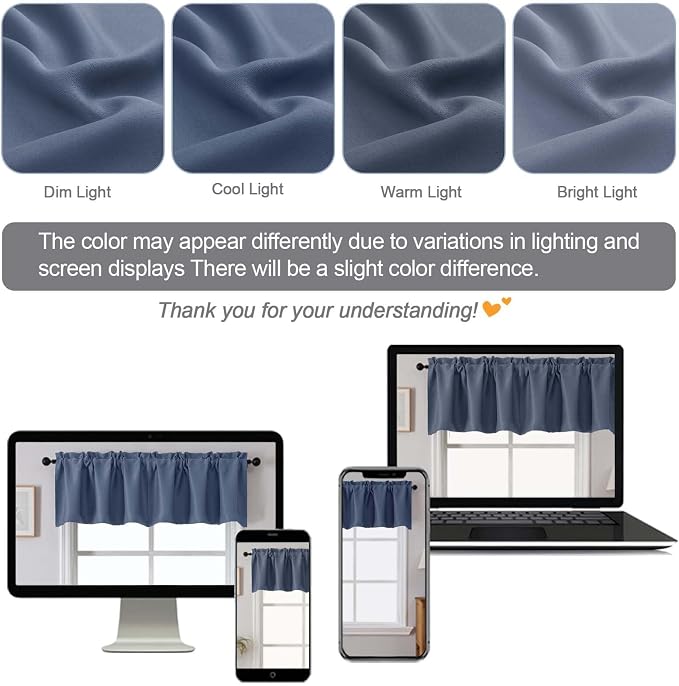 Chyhomenyc Blackout Valances for Windows, Short Window Valance Curtains for - Image 5