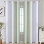 Estelar Textiler Sage and Greyish White Room Darkening Blackout Curtains 84 - Image 2