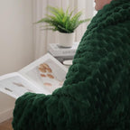Puncuntex Dark Green Throw Blanket 60"×80" inches Fuzzy 3D Jacquard Decorative - Image 4