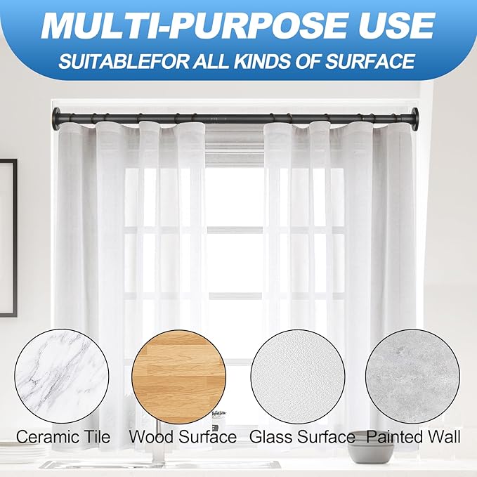 CorkLatta Black Shower Curtain Rod 31 to 104 Inch, 1 Inch Diameter Adjustable - Image 5