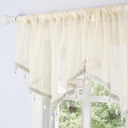 Molaxhome Swag Curtain 51 inch Length Rod Pocket Scalloped Curtain Valance - Image 8