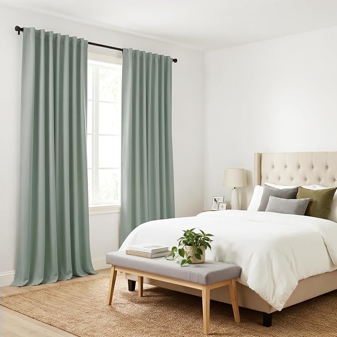 PONY DANCE Sage Green Blackout Curtains 96 inch Long, Room Darkening Curtains - Image 8
