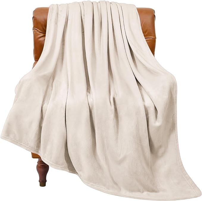BEDELITE Fleece Blanket Beige Throw Blankets by BEDELITE