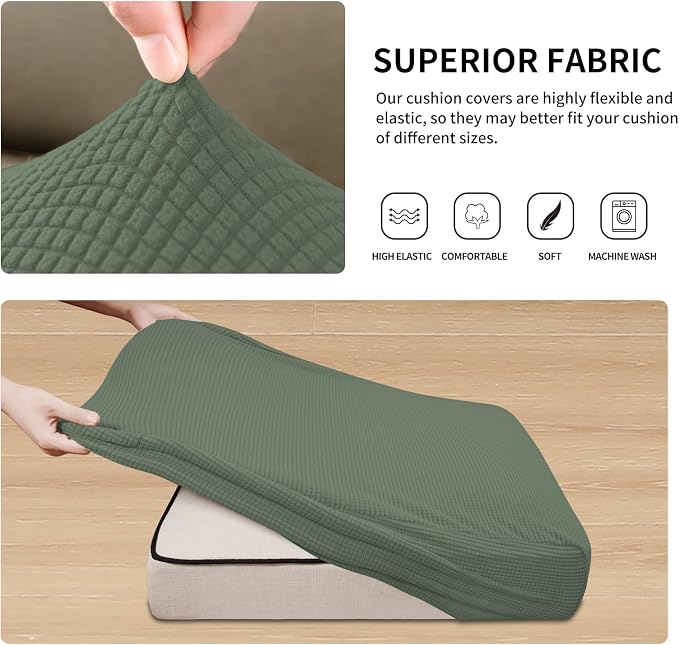 Easy-Going Stretch 3 Pieces Couch Cushion Covers - Image 4