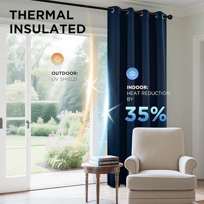 Joydeco Blackout Curtains 95 Inches Long 1 Panel, Thermal Insulated Long - Image 4