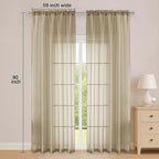 OWENIE Taupe Sheer Curtain 90 Inches Long 2 Panels Set, Solid Filmy Drapes - Image 2