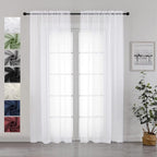 Chyhomenyc White Sheer Curtains 84 Inches Long 2 Panels Set by Chyhomenyc