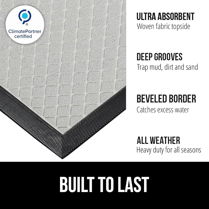 GORILLA GRIP 100% Waterproof All-Season WeatherMAX Doormat US Designed Natural - Image 2