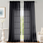 OWENIE Black Sheer Curtains 108 Inches Long by OWENIE