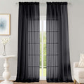 OWENIE Extra Long Black Sheer Curtains 144 inch 2 Panels Set, Translucent by OWENIE