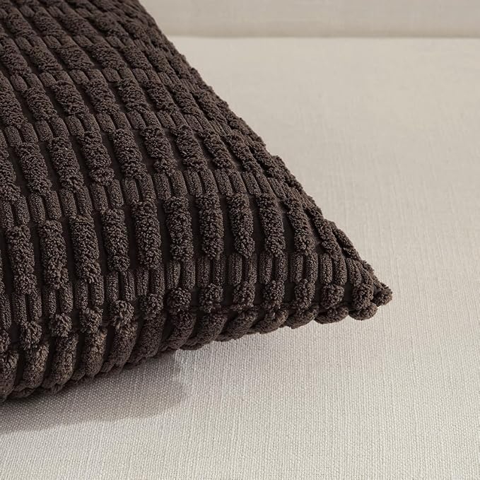 Fancy Homi 4 Packs Boho Dark Brown Decorative Throw Pillow Covers 20x20 Inch - Image 3