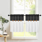 Boho Kitchen Curtains 24 Inch Length, Farmhouse Cotton Linen Tier Curtains - Image 2