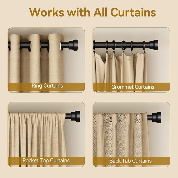 YaFex Curtain Rods 2 Pack 32-84 Inch, Heavy Duty 1 Inch Curtain Rod, Modern - Image 5