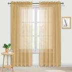 DWCN Taupe Sheer Curtains Semi Transparent Voile Rod Pocket Curtains by DWCN