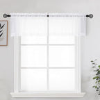 OWENIE White Sheer Curtains for Kitchen Valance Set of 2, Small Short Modern by OWENIE
