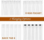 NICETOWN White Sheer 102 inch Long Curtains Faux Linen Blend, Rod Pocket & Back - Image 4