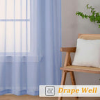 Gwine Denim Blue Sheer Curtains 63 Inch Length - Image 7
