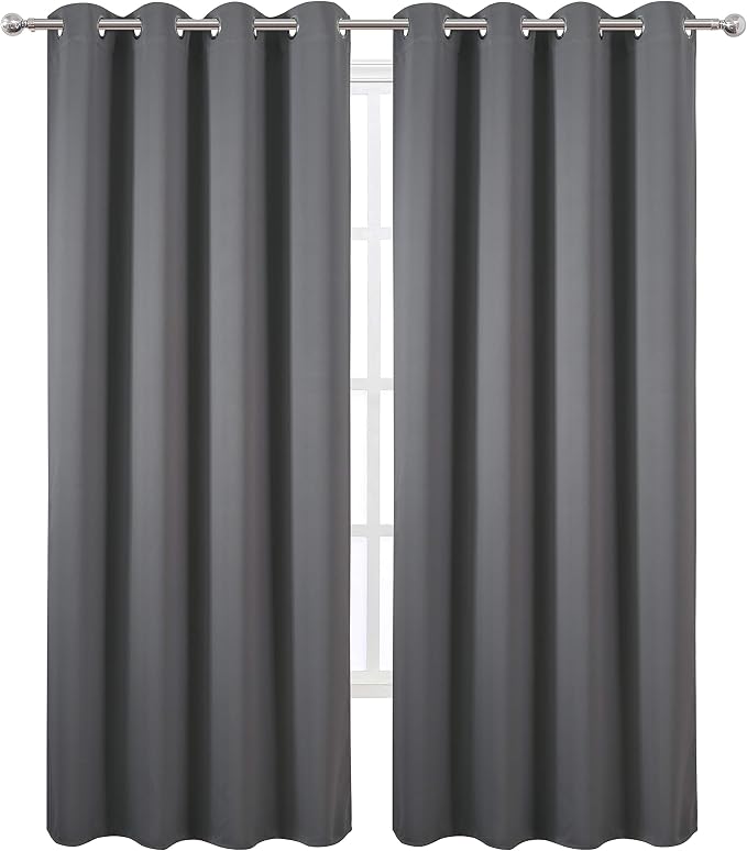 LEMOMO Grey Blackout Curtains/52 x 95 Inch/Set of 2 Panels Thermal Insulated - Image 2