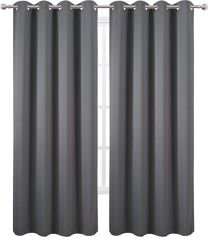 LEMOMO Grey Blackout Curtains/52 x 108 Inch/Set of 2 Panels Thermal Insulated - Image 2