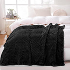 Puncuntex Black Throw Blanket 108"×90" inches Fuzzy 3D Jacquard Decorative by Puncuntex