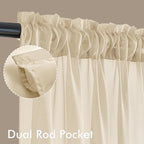 MIULEE Cream Sheer Curtains 84 Inches Long, 4 Panels Set, Light Filtering Rod - Image 3