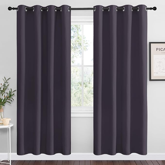 NICETOWN Greyish Purple Blackout Curtains 78 inches Length by NICETOWN