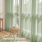MIULEE Sage Green Sheer Curtains 63 Inches Long, 4 Panels Set, Light Filtering - Image 5