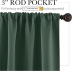 RYB HOME Short Dark Green Blackout Curtains - Image 2