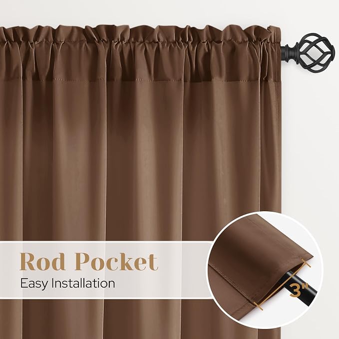 HOMEIDEAS Non-See-Through Brown Privacy Sheer Curtains, 52 X 54 Inches Long 2 - Image 6