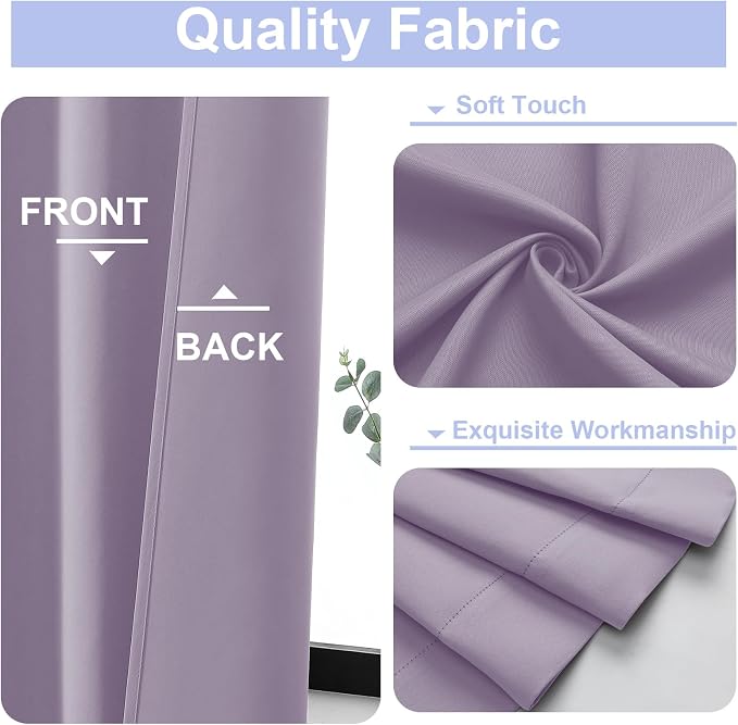 Simplebrand Ava Lilac Short 36 Inches Blackout Curtain 2 Panels Set, Half - Image 3