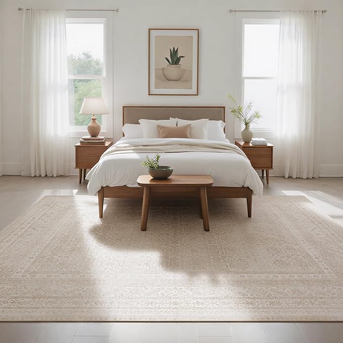 Washable Rugs 8x10 Area Rugs for Living Room- Vintage Brown Rugs for Bedroom - Image 8