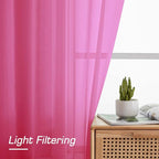 OWENIE Hot Pink Sheer Curtains for Bedroom Living Room 90 Inches Long, Elegant - Image 4