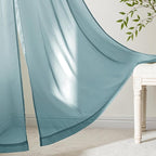 MIULEE Dusty Blue Sheer Curtains 63 Inches Long, 4 Panels Set, Light Filtering - Image 6